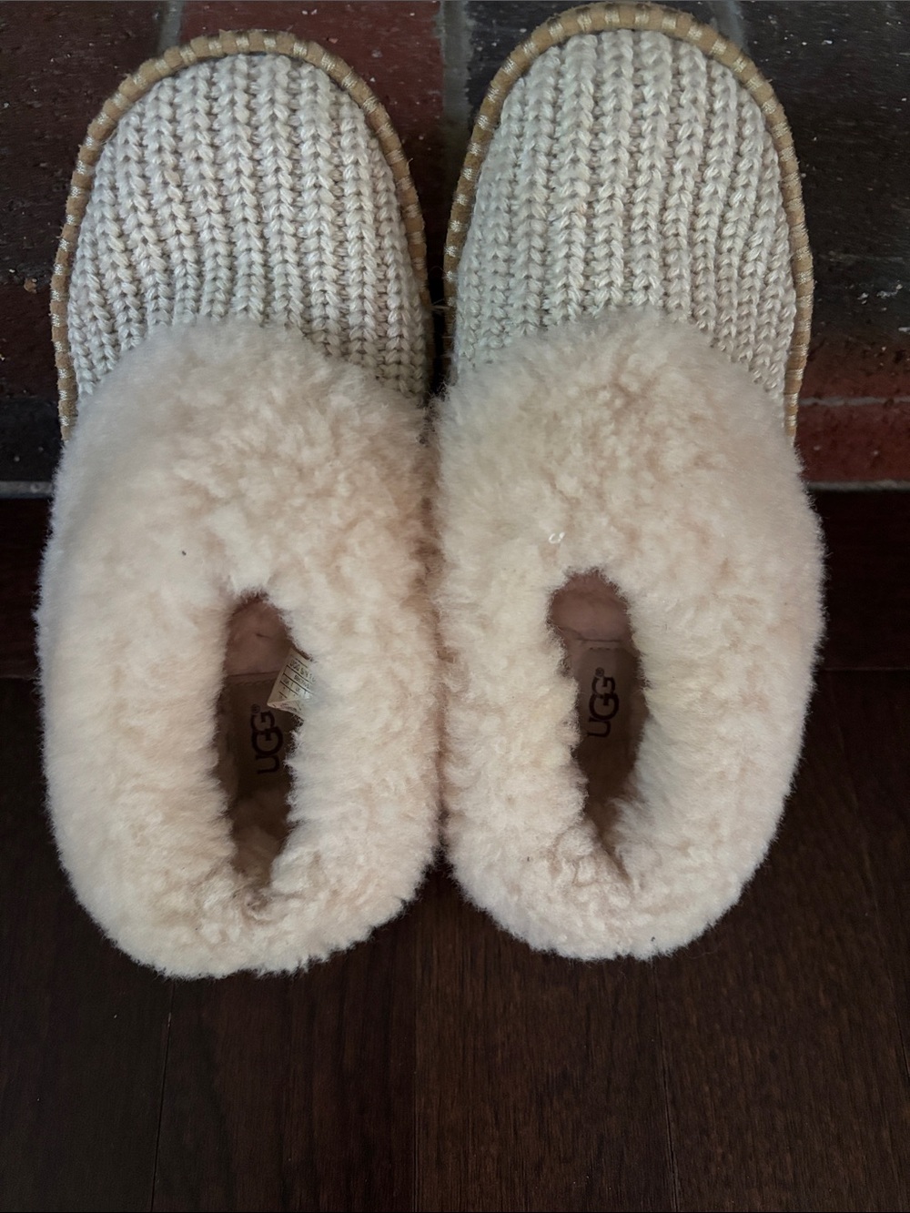UGG Women's Knit Shearling-Lined Slippers - Cream